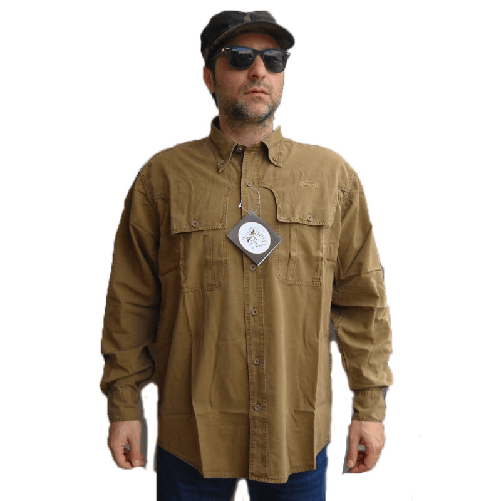 Camicia uomo primaverile montagna bosco caccia safari escursioni primaverile camel S